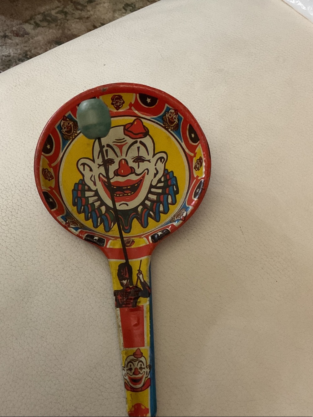 Clown Rattle Hand Toy - Red & Yellow Decorative Accent 1940’s-1950’s
